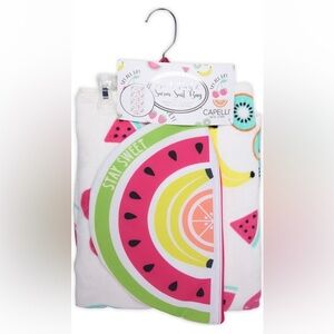 NEW, Girls Beach Towel & Swimsuit Bag Fruit Print Towel 28" x 58" Kids Wear